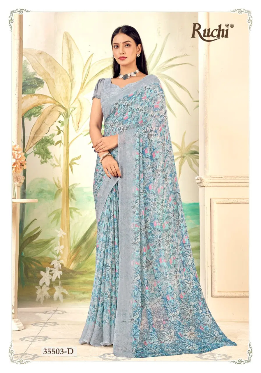 Aahana Vol 5 By Ruchi Silver Chiffon Daily Wear Surat Sarees Wholesale Market